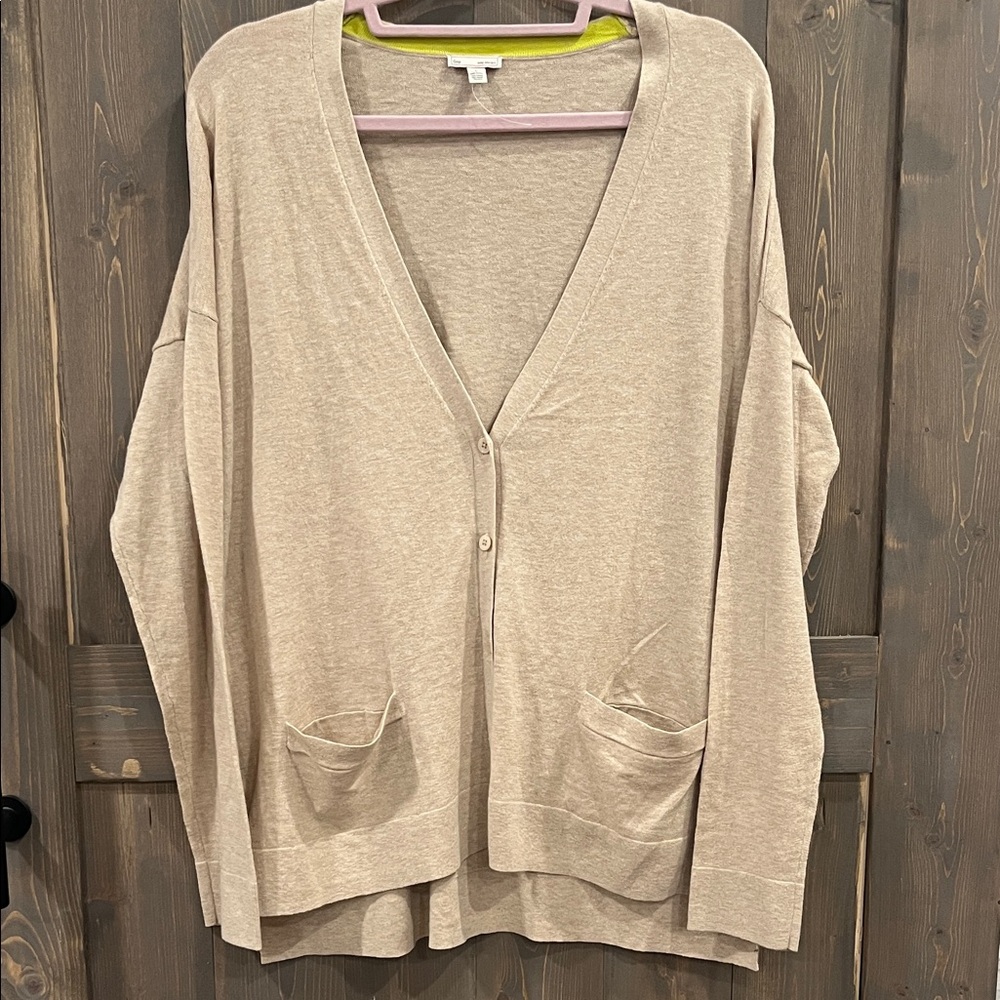 GAP Beige Oversized V-Neck Button Cardigan